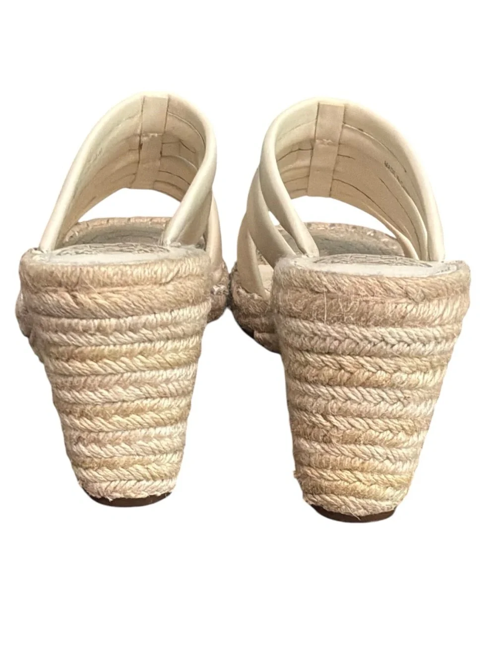 Vince Camuto Molisana Cream Leather Espadrille Wedge Sandal